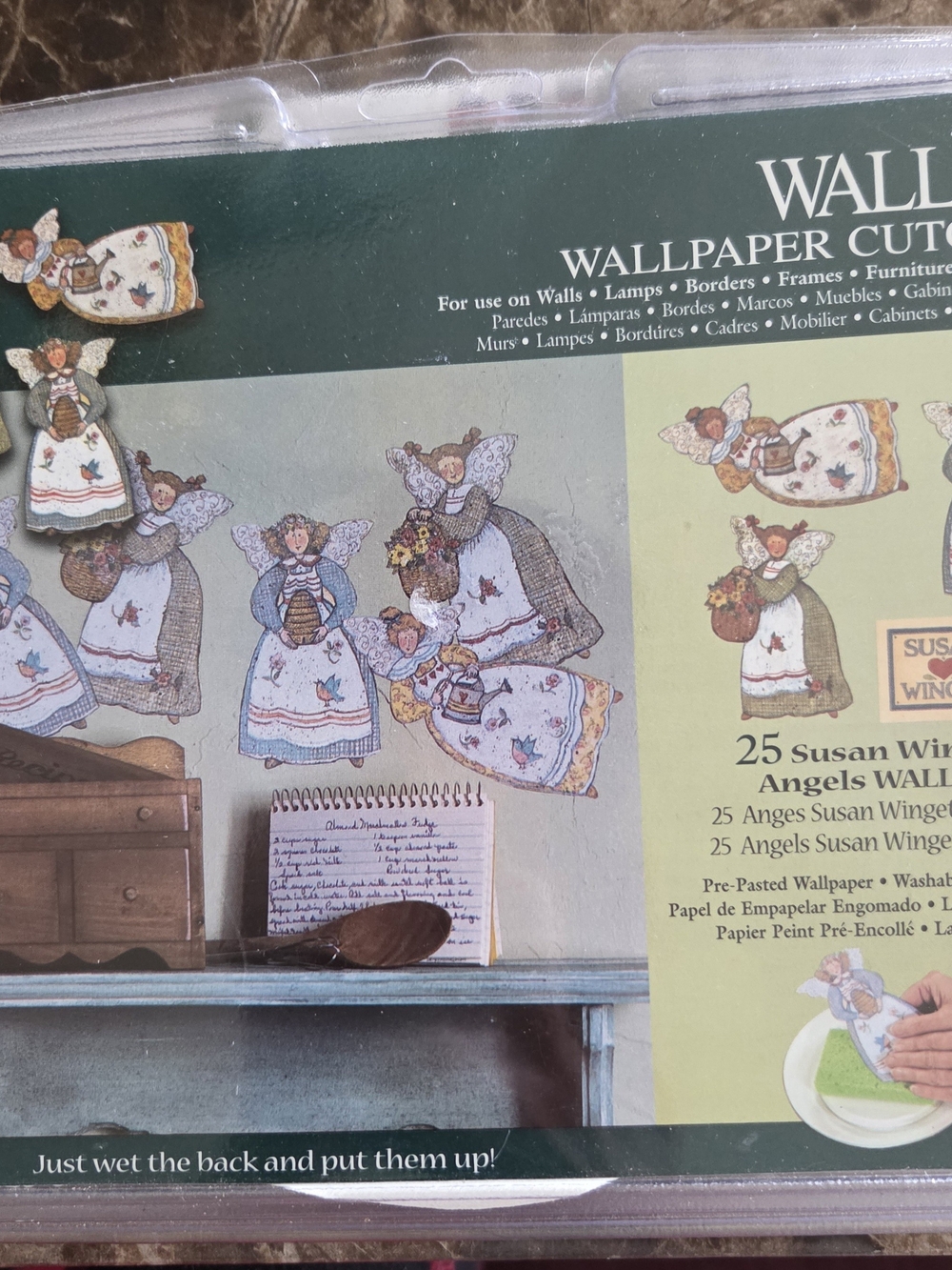 Vintage WALLIES Wallpaper Cutouts ~ 25 Susan Winget Angels ~ #12972 ~ Pre-Pasted
